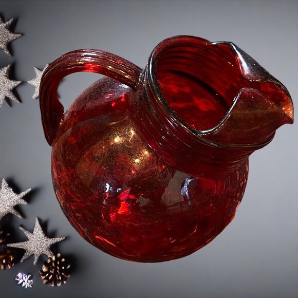 Vintage Anchor Hocking Depression Glass Ruby Red Pitcher - Picture 2 of 8